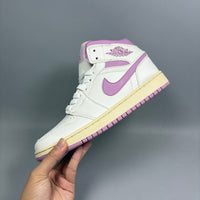 High Top Sneakers, White Purple Colorway, Lace Up Design, Casual Gift for Sneaker Fans