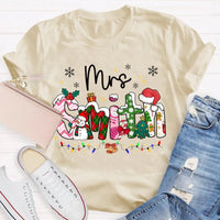 Custom Name Snowflake Holiday Shirt, Personalized Christmas Lights T-Shirt, Matching Family Xmas Graphic Tee, Holiday Season Present