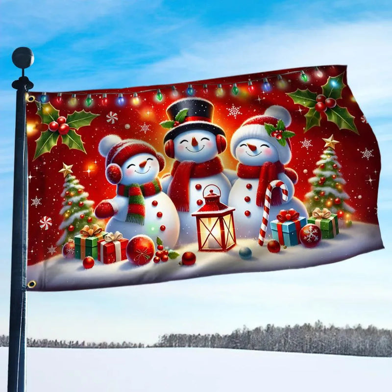 Let It Snow Holiday Garden Flag, Snowman Christmas House Flag, Double Sided Winter Yard Flag, Festive Seasonal Porch Decor