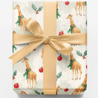 Watercolor Safari Animal Gift Wrap Roll, Christmas Giraffe Wrapping Paper, Adorable Holiday Wrapping Paper, Kids Christmas Present Wrap Roll