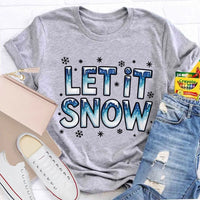 Snowflake Winter T-Shirt, Let It Snow Christmas Shirt, Retro Holiday Graphic Tee, Comfy Xmas Shirt, Christmas Present for Women and Men