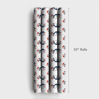 Watercolor Christmas Bird Gift Wrap, Santa Hat Puffin Wrapping Paper, Adorable Holiday Puffin Wrapping Paper, Winter Wildlife Present Wrap Roll