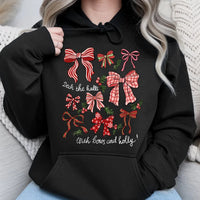 Deck the Halls with Bows and Holly Sweatshirt, Retro Christmas Hoodie, Coquette Holiday Hoodie, Adorable Xmas Hooded Sweatshirt