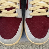Low Top Sneakers, Beige Burgundy Colorway, Lace Up Design, Casual Gift for Sneaker Fans