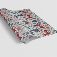 Scandi Christmas Holiday Gift Wrap, Nordic Reindeer Wrapping Paper, Folk Art Winter Wrapping Paper, Festive Season Present Paper Roll