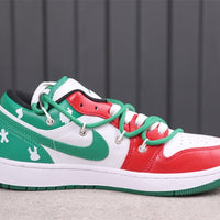 Low Top Sneakers, White Green Colorway, Lace Up Design, Casual Gift for Sneaker Fans