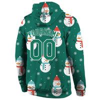 Personalized Holiday Pullover Sweatshirt, Custom Snowman Christmas Hoodie, Custom Team Name Number Fleece Hoodie, Game Day Fan Present