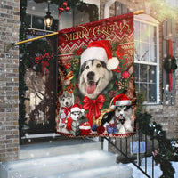 Holiday Siberian Husky Dog Yard Flag, Christmas Husky Garden Flag, Double Sided Winter Pet Garden Flag, Outdoor Lawn Decor, Dog Lover Present