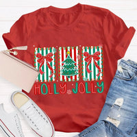 Personalized Family Name Holiday Shirt, Custom Christmas Tree Bow T-Shirt, Adorable Coquette Christmas Tree Tee, Xmas Family Matching T-Shirt