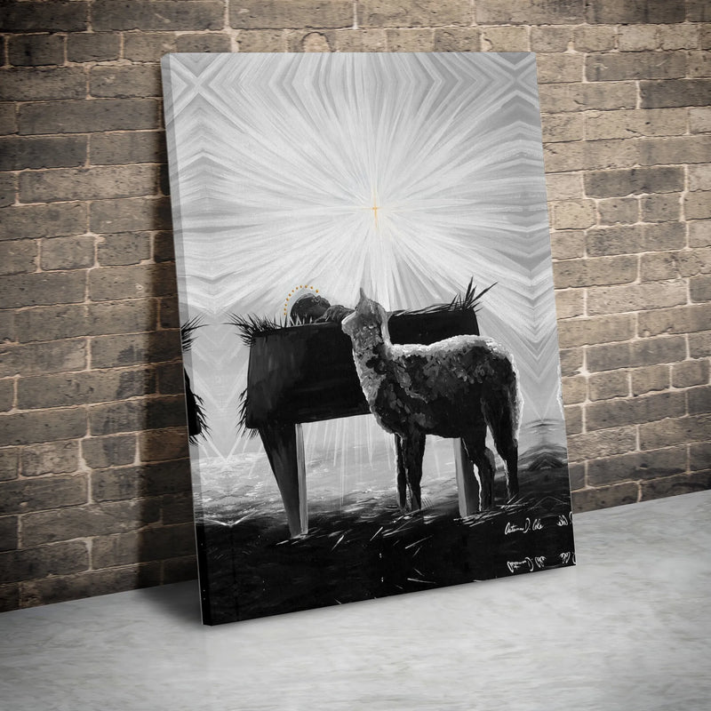 Holy Night Baby Jesus and Lamb Wall Art, Nativity Scene Canvas Print, Minimalist Religious Christmas Canvas Decor, Christian Holiday Present