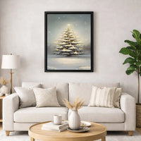 Illuminated Winter Landscape Canvas Print, Snowy Christmas Tree Canvas Art, Festive Holiday Wall Art, Seasonal Winter Scene Canvas Decor