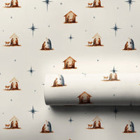 Holy Family Holiday Gift Wrap, Nativity Christmas Wrapping Paper, Watercolor Manger Wrapping Paper, Religious Christian Gift Wrapping Paper