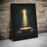 Star of Bethlehem Light Canvas Print, Nativity Manger Canvas Wall Art, Holy Family Jesus Canvas Decor, Religious Christmas Wall Art