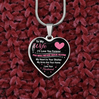 Personalized Wife Necklace, To My Wife Heart Necklace, Custom Engraved Heart Pendant, Romantic Christmas Present, Anniversary Present for Her