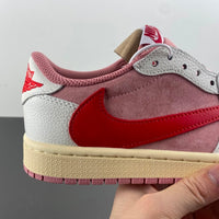 Low Top Sneakers, White Red Pink Colorway, Reverse Hook Design, Lace Up Design, Casual Gift for Sneaker Fans