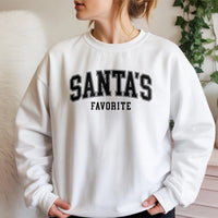 Varsity Letter Christmas Sweatshirt, Santa's Favorite Sweatshirt, Holiday Crewneck Sweatshirt, Retro Xmas Graphic Pullover, Comfy Winter Present