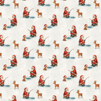 Winter Fisherman Gift Wrap, Santa Ice Fishing Wrapping Paper, Humorous Christmas Wrapping Paper, Outdoorsman Gift Wrap, Cabin Wrapping Paper