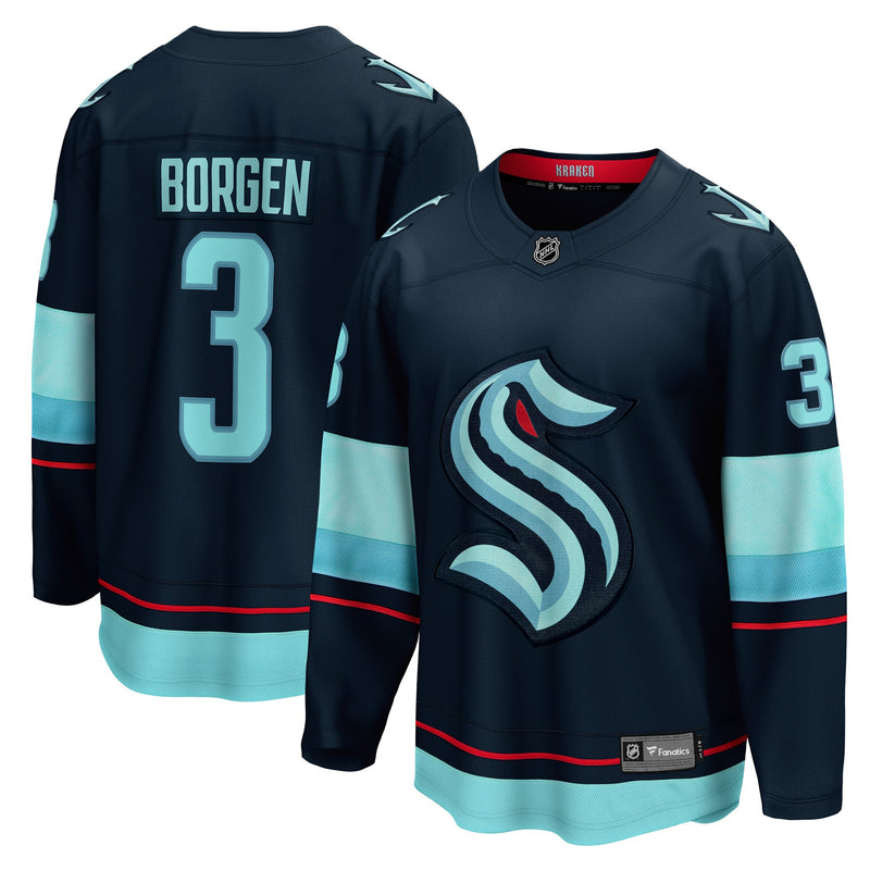 Seattle Kraken Will Borgen Deep Sea Blue Home Breakaway Player Jersey