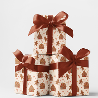 Festive Christmas Gift Wrap, Gingerbread House Wrapping Paper, Holiday Gingerbread Wrapping Paper, Adorable Xmas Gift Wrap Roll