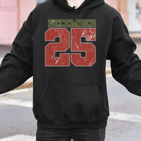 Retro Varsity Number Graphic Sweatshirt, December 25 Christmas Hoodie, Christmas Day Holiday Pullover, Winter Aesthetic Xmas Sweater