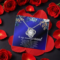 CZ Crystal Love Knot Pendant, Love Knot Necklace for Aunt, Rotating Rose Box Auntie Necklace, Christmas Holiday Aunt Present, Birthday Jewelry