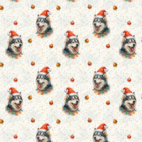 Adorable Dog Santa Hat Gift Wrap, Siberian Husky Christmas Wrapping Paper, Festive Husky Holiday Wrapping Paper