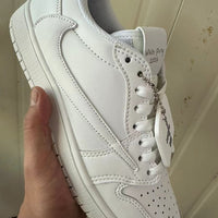 Low Top Sneakers, White Colorway, Reverse Hook Design, Lace Up Design, Casual Gift for Sneaker Fans