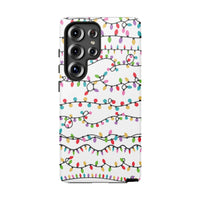 Holiday String Bulb Phone Cover, Colorful Christmas Lights Phone Case, Festive Xmas Pattern Phone Case, Dual Layer Shockproof Samsung Case