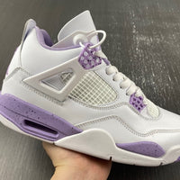 Sneakers, White Purple Colorway, Leather Footwear, Lace Up Design, Casual Gift for Sneaker Fans
