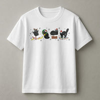 Humorous Kitty Holiday Pet Graphic Tee, Black Cat Santa Christmas T-Shirt, Adorable Spooky Xmas Cat Lover Shirt, Festive Animal Top