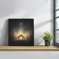 Holy Night Silhouette Canvas Print, Nativity Scene Canvas Wall Art, Star of Bethlehem Christmas Canvas, Christian Faith Holiday Home Decor