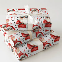 Humorous Christmas Gift Wrap, Cool Santa Poker Wrapping Paper, Sunglasses Santa Present Paper, Gambler Holiday Gift Wrap, Card Suit Xmas Paper