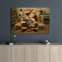 Nostalgic Christmas Canvas Print, Santa Claus and Laughing Boy Canvas, Vintage Holiday Canvas Wall Art, 2025 Christmas Wall Decor, Xmas Present