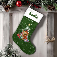Custom Name Dog Holiday Stocking, Personalized Chihuahua Christmas Stocking, Adorable Puppy Pet Lover Christmas Stocking, Festive Home Decor