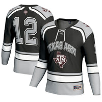 #12 Texas A&M Aggies Hockey Fashion Jersey – Black