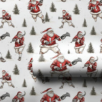Axe Guitar Rockstar Santa Wrapping Paper, Heavy Metal Santa Wrapping Paper, Humorous Rock and Roll Christmas Wrapping Paper, Gift Wrap Roll