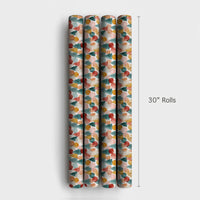 Modern Christmas Tree Gift Wrap, Abstract Watercolor Tree Wrapping Paper, Colorful Holiday Wrapping Paper, Artistic Present Paper Roll