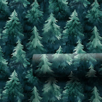 Dark Forest Woodland Gift Wrap, Watercolor Pine Tree Wrapping Paper, Christmas Tree Wrapping Paper, Rustic Winter Holiday Present Paper