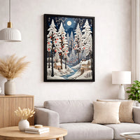 3D Papercut Forest Christmas Canvas, Winter Christmas Village Canvas Wall Art, Holiday Village Canvas Print, Comfy Xmas Decor Present