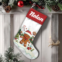 Custom Name Gingerbread Holiday Stocking, Personalized Gingerbread Christmas Stocking, Adorable Xmas Cookie Stocking, Kids Family Holiday Present