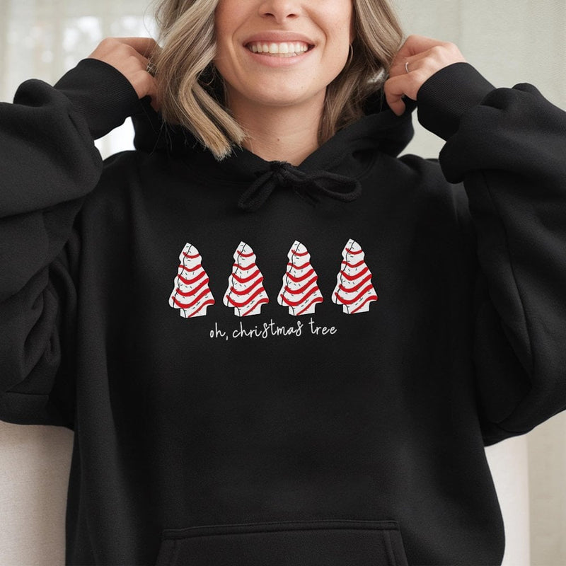 Candy Cane Pine Tree Graphic Hoodie, Oh Christmas Tree Hoodie, Adorable Festive Holiday Hoodie, Winter Xmas Sweatshirt, Holiday Present for Women
