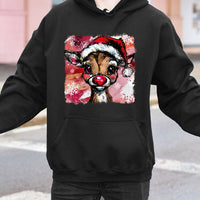 Watercolor Holiday Deer Sweatshirt, Adorable Reindeer Christmas Hoodie, Festive Winter Reindeer Hoodie, Comfy Animal Pullover, Xmas Deer Hoodie