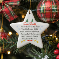 Pregnancy Announcement Star Ornament, Dear Daddy Christmas 2024 Star Ornament, Expecting Dad Ceramic Ornament, First Christmas Daddy Present