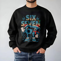 Humorous Internet Meme Holiday Crewneck, Six Seven Christmas Sweatshirt, Gen Z Gen Alpha Xmas Sweater, Trendy Meme Pullover Sweatshirt