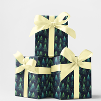 Twinkle Tree Holiday Gift Wrap, Winter Forest Christmas Wrapping Paper, Golden Lights Festive Wrapping Paper, Winter Season Present Paper