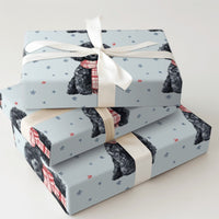 Festive Winter Puppy Gift Wrap, Black Poodle Christmas Wrapping Paper, Holiday Dog Lover Wrapping Paper