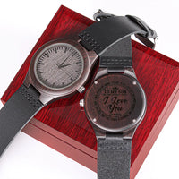 Personalized Sandalwood Timepiece, Engraved Wooden Watch for Son, Genuine Leather Strap Wrist Watch, Birthday Christmas Present from Mom