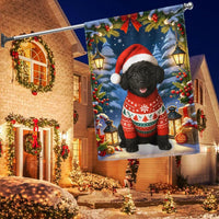 Santa Hat Sweater Dog Yard Flag, Black Poodle Christmas Garden Flag, Holiday Winter Lawn Banner, Adorable Pet Lover Outdoor Xmas Decor