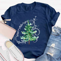 Festive Holiday Graphic Tee, Merry and Bright Christmas Tree Shirt, Retro Xmas Tree T-Shirt, Christmas Season Apparel, Winter Holiday Present