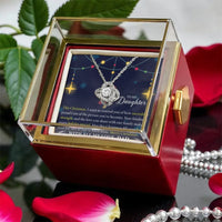 Sparkling CZ Crystal Necklace, Love Knot Necklace for Daughter, Christmas Present from Dad, Gold Knot Pendant Necklace, Heartfelt Jewelry